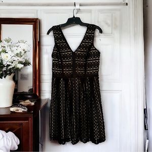 Ann Taylor LOFT Black Eyelet Dress • V-Neck Black Lined Dress Formal or Casual